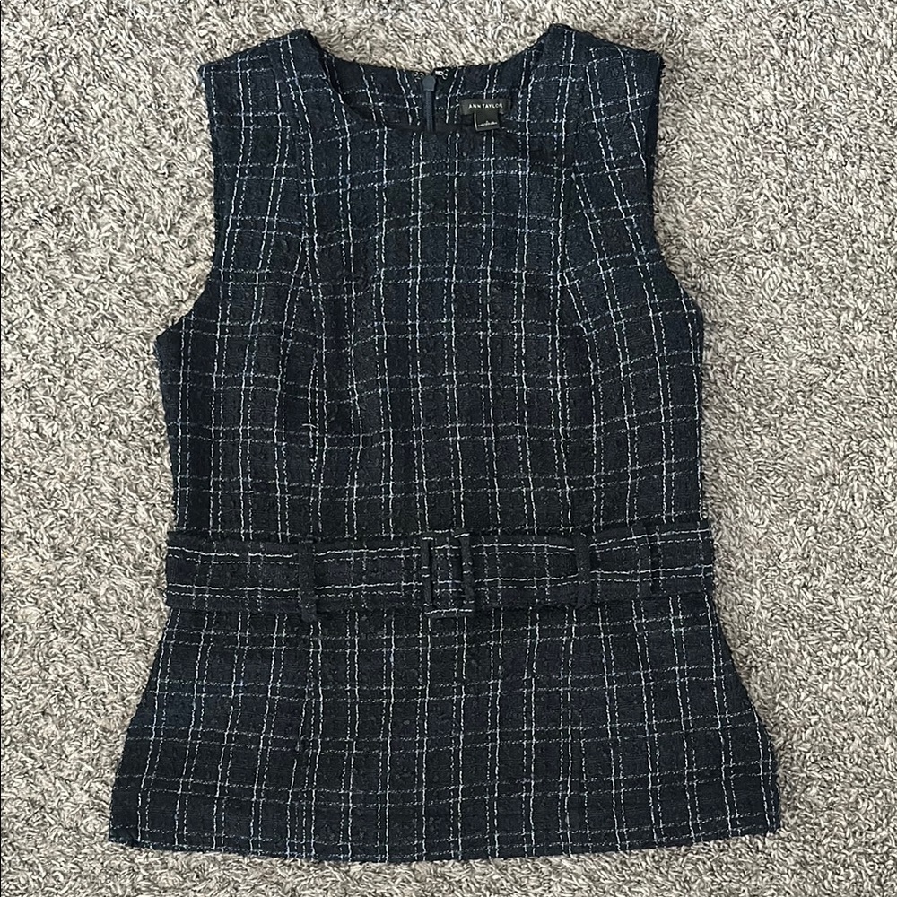NWT Belted Tweed Top